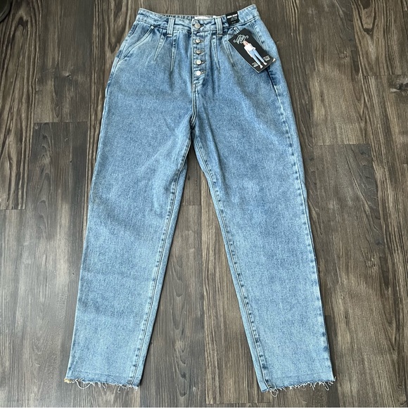 Simple Society NEW Mom Jean Highrise Roll Cuff Button Fly Jeans - Picture 3 of 16